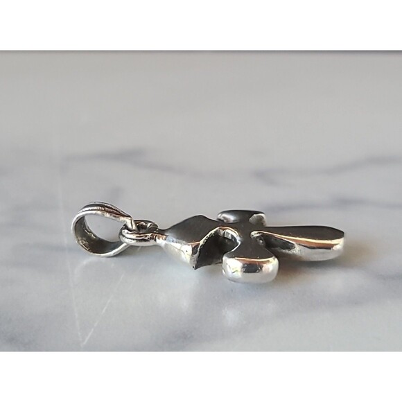 925 Sterling Silver Puffy Cross Pendant Vintage - Picture 4 of 10